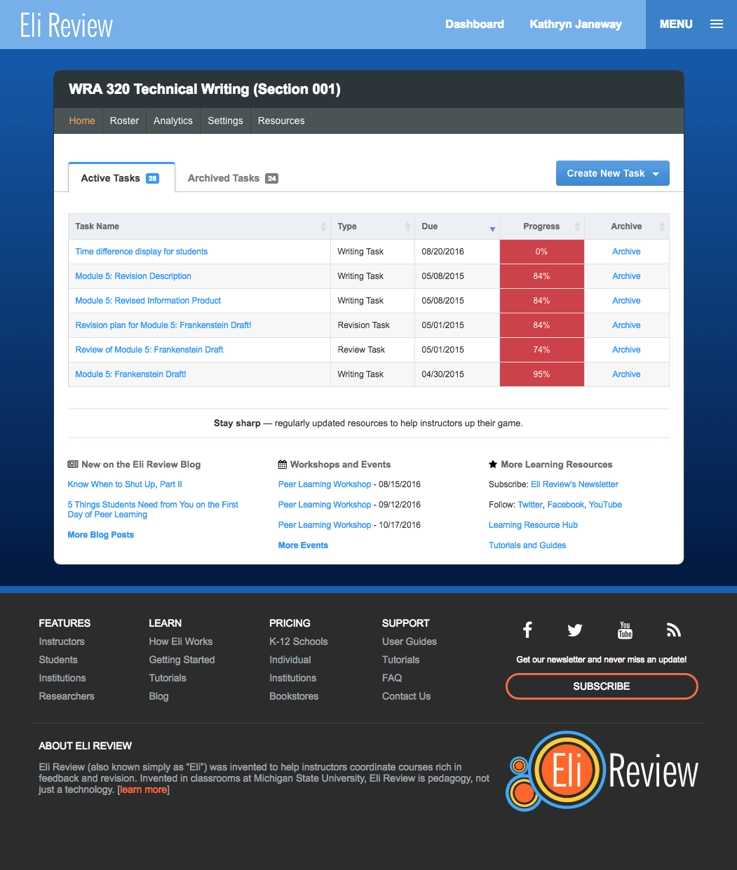 The new "Menu" items and the footer navigation on every page make finding resources much easier. eli-review-new-layout